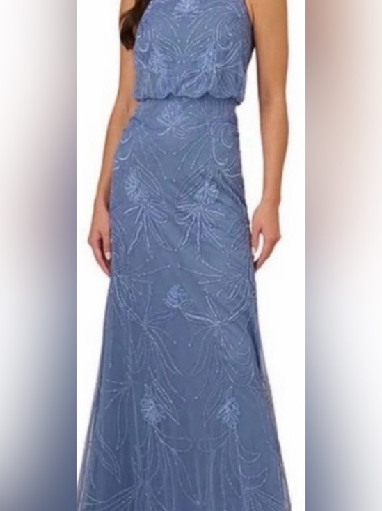 Adrianna Papell Dresses & Skirts - Adrianna Papell Dusty Blue Beaded Maxi Dress